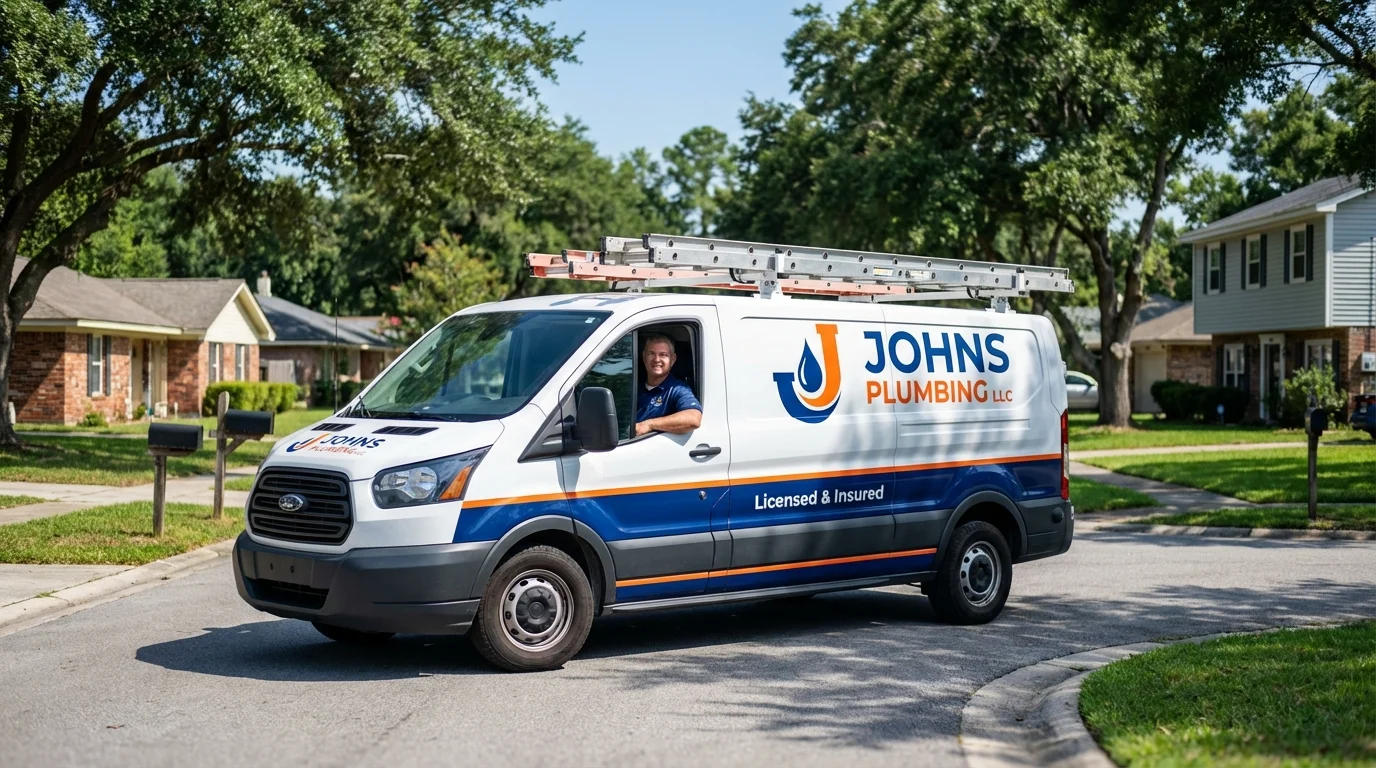 Johns Plumbing LLC service van in Wadesboro, NC
