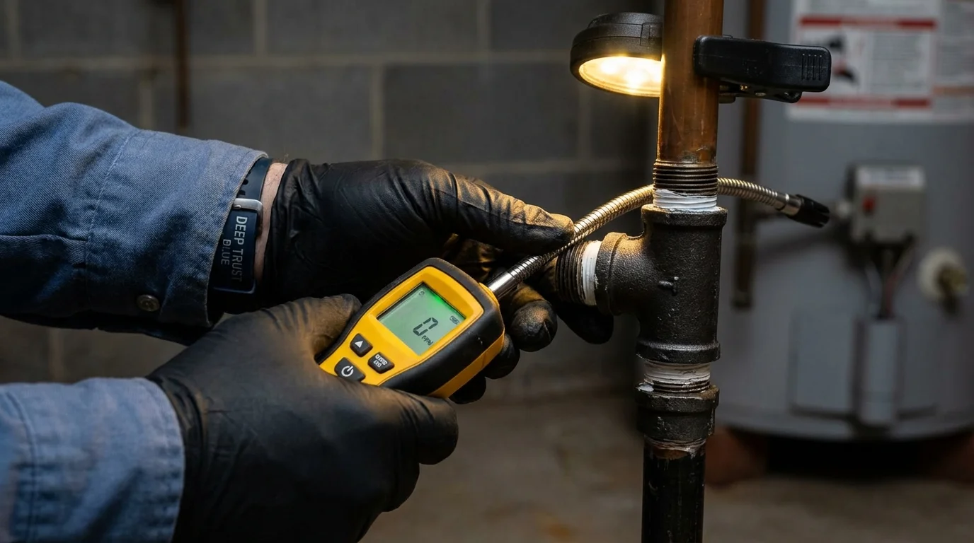 Gas leak detection with electronic sniffer by Johns Plumbing LLC in Wadesboro
