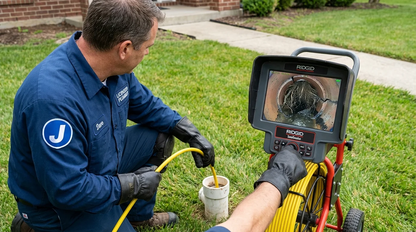 Sewer camera inspection being performed by Johns Plumbing LLC in Wadesboro